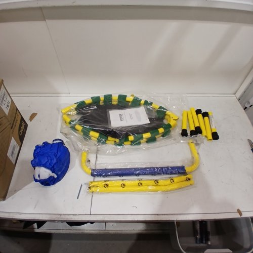 FOLDABLE TRAMPOLINE WITH HANDLE RAIL - 3FT - BLUE/YELLOW (MODEL: TX-B6232D-36IN) image 2