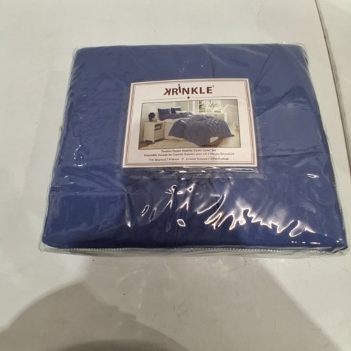 3PC KRINKLE ROSETTE DUVET COVER SET - QUEEN - INDIGO image 3