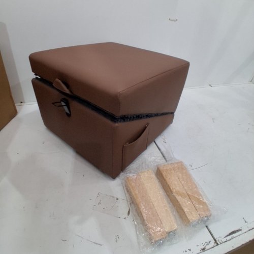 2-IN-1 LEATHER SPLIT OTTOMAN WITH FOLDABLE PET RAMP - BROWN image 3