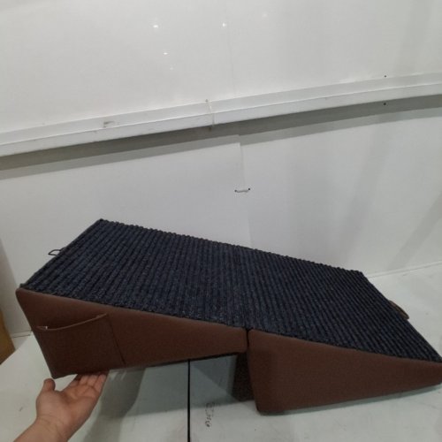 2-IN-1 LEATHER SPLIT OTTOMAN WITH FOLDABLE PET RAMP - BROWN image 4