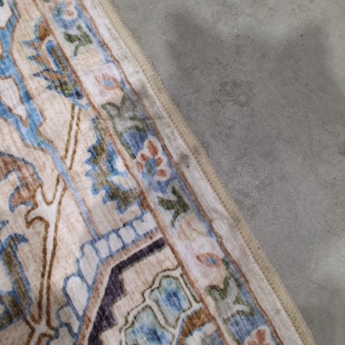 WASH LUXE GEOMETRIC AREA RUG - 5FT X 7FT - LIGHT BROWN/ BLUE (ITEM: TNC-33690) image 4