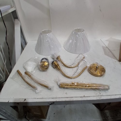 2-LIGHT KITCHEN ISLAND CHANDELIER - 47'' - WHITE / GOLD image 3