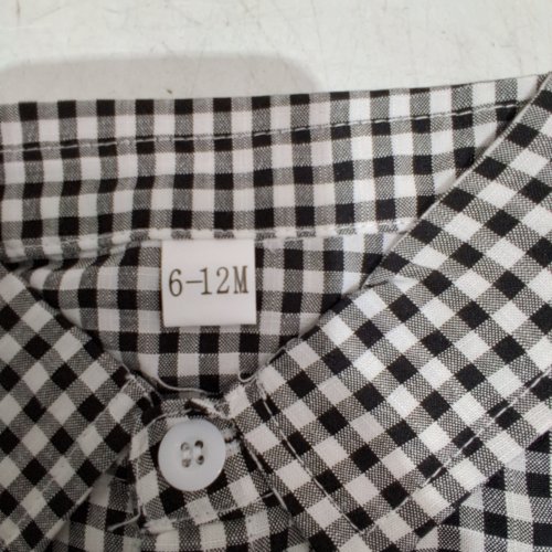 BABY CLOTHING BODYSUIT - 6-12M - BLACK AND WHITE GINGHAM image 2