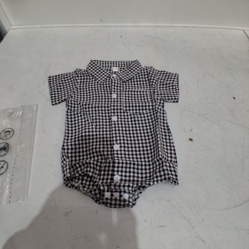 BABY CLOTHING BODYSUIT - 6-12M - BLACK AND WHITE GINGHAM image 3