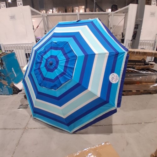 RIO BEACH OUTDOOR SHADE BEACH UMBRELLA - 7.5FT - BLUE, TURQUOISE AND WHITE image 4