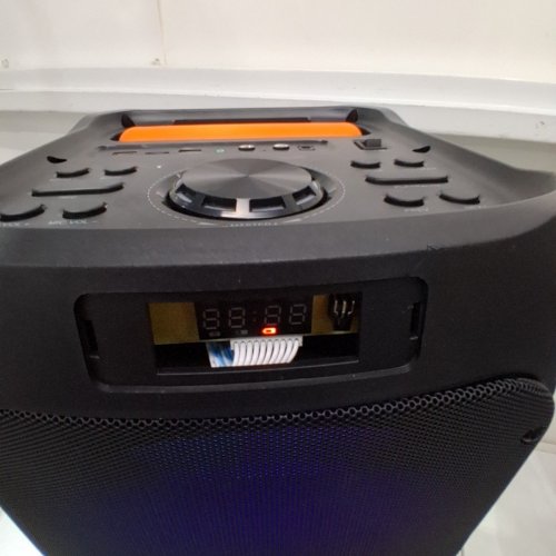 JYX PORTABLE SPEAKER & KARAOKE MACHINE WITH LED LIGHTS, 2 MICROPHONES, REMOTE CONTROL & BLUETOOTH CONNECTION - DUAL 8" SUBWOOFER - BLACK (MODEL: JYX-T9) image 5