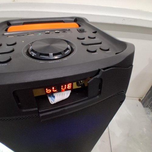 JYX PORTABLE SPEAKER & KARAOKE MACHINE WITH LED LIGHTS, 2 MICROPHONES, REMOTE CONTROL & BLUETOOTH CONNECTION - DUAL 8" SUBWOOFER - BLACK (MODEL: JYX-T9) image 6