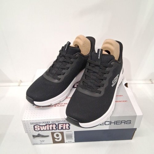 WOMEN'S SKECHERS HANDS FREE SWIFT FIT SLIP ON SNEAKERS - 9 - BLACK / WHITE (STYLE: 179326CS / 2566409) image 2