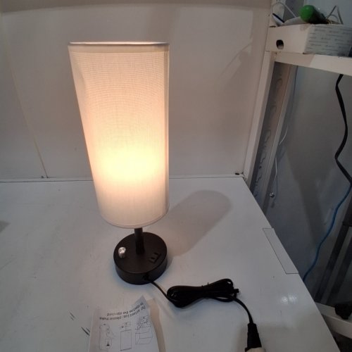 MODERN FLUTE TABLE LAMP - MAX 60W, 10" - WHITE AND BLACK image 2