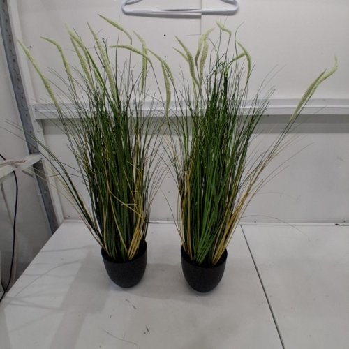 2PK KOL ARTIFICIAL CATTAIL REED GRASS WITH POT - 3FT - GREEN/WHITE (MODEL: D463B01) image 2