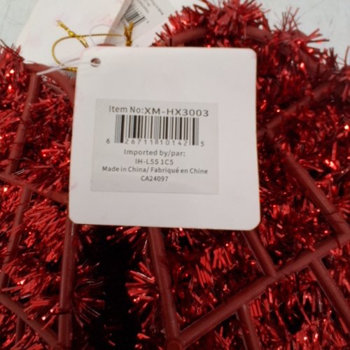 7PK FESTIVE TINSEL CHRISTMAS ORNAMENT BELLS - RED/GREEN - (MODEL: XM-HX3003) image 2