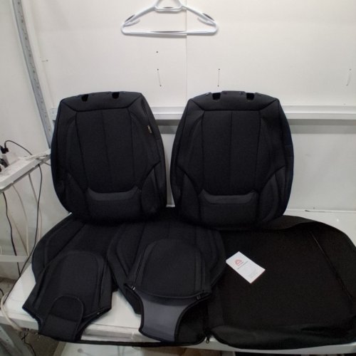 6PC COVERADO FAUX LEATHER LUXURY FRONT SEAT COVERS - UNIVERSAL - BLACK image 2