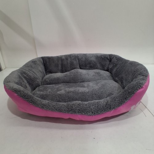 SOFT PLUSH FLEECE BOLSTER RECTANGULAR DOG CAT CUDDLER PET BED 18" X 14" - MEDIUM - GRAY PINK image 3