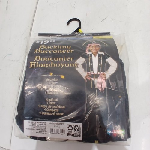 3PC BOYS PALAMON BUCKLING BUCCANEER COSTUME SHIRT, HAT, SASH BELT - LARGE (10-12) - WHITE/BLACK/RED/GOLD (STYLE: 6879C (L) image 2