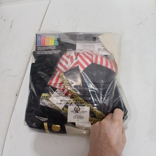 3PC BOYS PALAMON BUCKLING BUCCANEER COSTUME SHIRT, HAT, SASH BELT - LARGE (10-12) - WHITE/BLACK/RED/GOLD (STYLE: 6879C (L) image 3