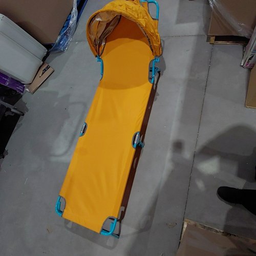 NORTHORAD FOLDABLE HEAVY DUTY CHAISE LOUNGE CHAIR WITH CANOPY - YELLOW / TEAL image 2