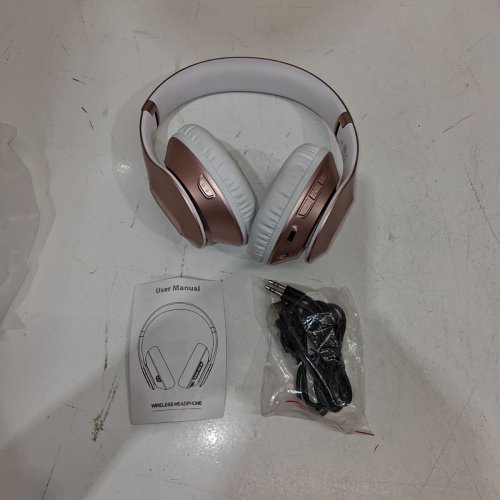 GLYNZAK FOLDABLE WIRELESS BLUETOOTH HEADPHONES - 65H PLAYTIME, 6 EQ MODES - ROSE GOLD/WHITE (MODEL: WH207A) image 3