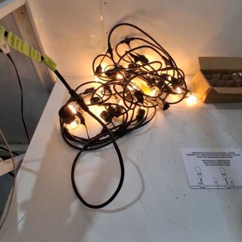FEIT ELECTRIC WEATHERPROOF LED 24-LIGHT STRING LIGHTS WITH 2 SPARE LIGHTBULBS - 48FT - BLACK (MODEL: 1603293) image 2