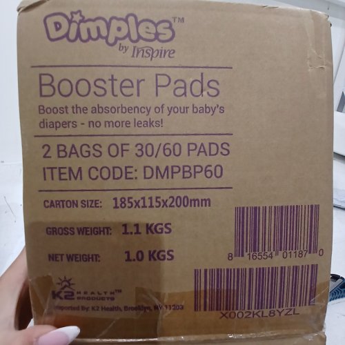 60PK DIMPLES BY INSPIRE ADHESIVE BABY DIAPER ABSORBENCY BOOSTER PADS (ITEM: DMPBP60) image 3