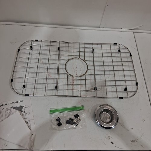 STAINLESS STEEL SINK PROTECTOR FOR KITCHEN SINKS WITH DRAIN - 26" X 14" - SILVER image 2
