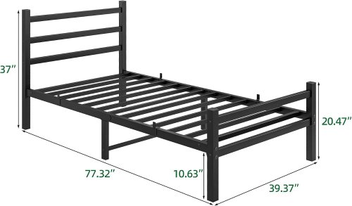 HEAVY DUTY BED FRAME WITH HEADBOARD AND FOOTBOARD - TWIN - BLACK (MODEL: 852E-A- BK) image 2