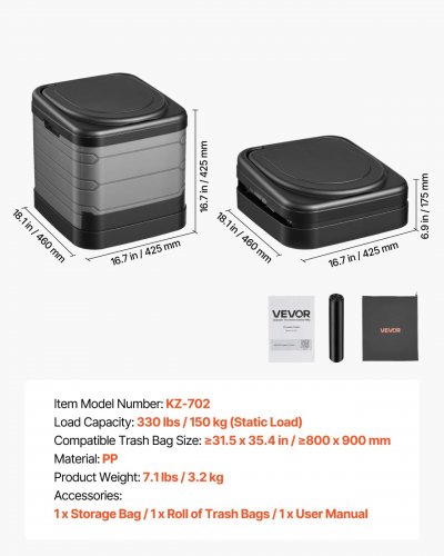VEVOR PORTABLE TOILET - 18" - BLACK image 2