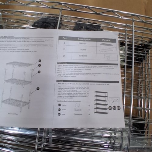 IZEUK 5-TIER METAL ADJUSTABLE WIRE STORAGE SHELVES - 14" X 24" X 62" - CHROME (MODEL: E35601600H501LB) image 4