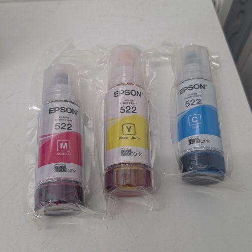 2 (3PC) EPSON 522 COMBO PACK INK REFILL BOTTLES FOR SELECT ECOTANK PRINTERS - 65ML EACH - CYAN, MAGENTA, YELLOW (MODEL: T522520-S/CP) image 5