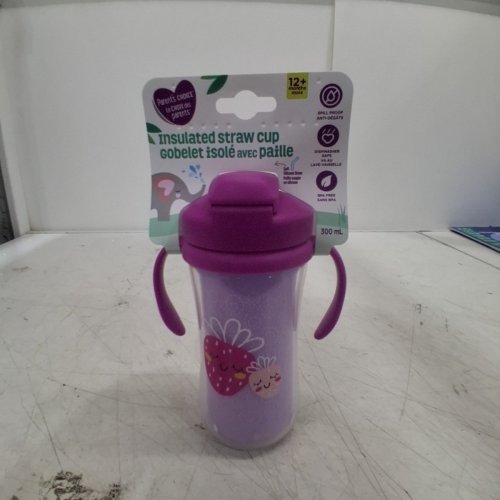 PARENT'S CHOICE INSULATED STRAW CUP WITH HANDLES - 300ML - PURPLE image 3