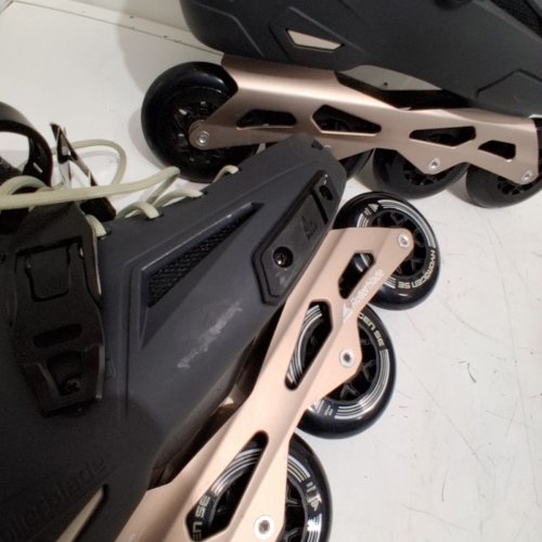 MEN'S ROLLERBLADE LIGHTNING 90 ROLLERBLADES - SIZE 8 - GREY/ROSE GOLD (MODEL: 073725009U1) image 3