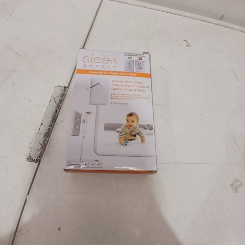 SLEEK SOCKET PET PROOFING & PLUG CONCEALER WITH CORD CLIPS - 8FT FLAT EXTENSION CORD - WHITE (MODEL: 9-PI-OVSZ-W) image 3