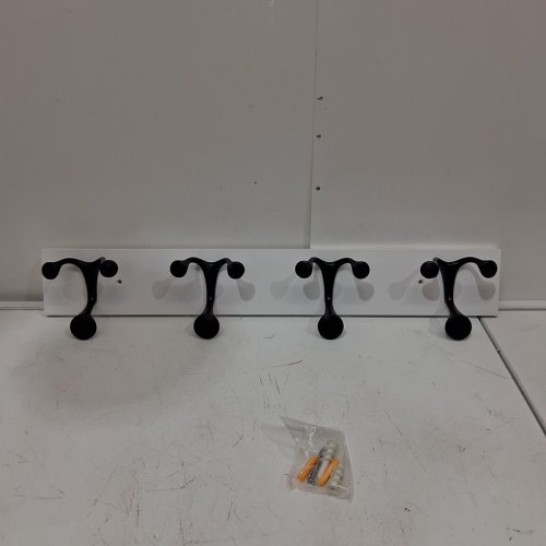 WEBI WALL-MOUNTED COAT RACK, 4 HOOKS - 24" - BLACK AND WHITE image 3