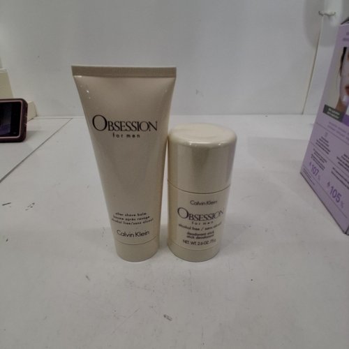 2PC MENS CALVIN KLEIN OBSESSION AFTER SHAVE BALM AND DEODORANT STICK-75G /100 ML image 2