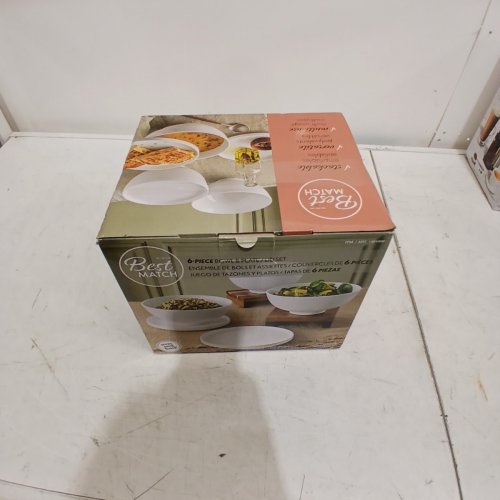 6PC BEST MATCH BY OVERANDBACK STONEWARE SALAD BOWL & PLATES SET - WHITE (MODEL#: 1401099) image 4