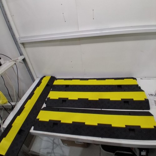 4PK HEAVY DUTY DUAL CHANNEL RUBBER WIRE CABLE PROTECTOR RAMP - 40"- 11000LBS MAX - BLACK/YELLOW - (MODEL: RPS2-1010-4) image 2