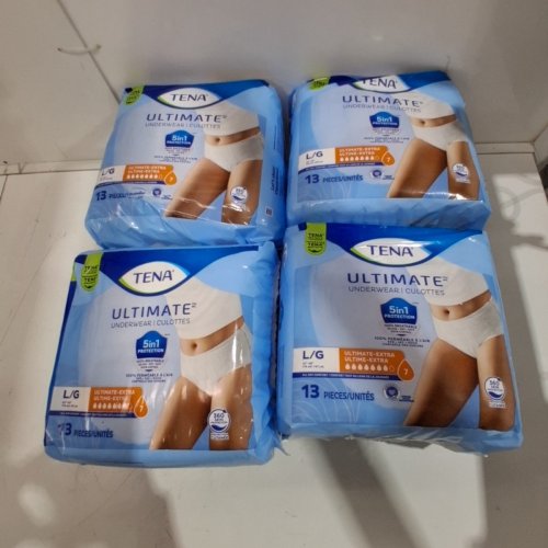 52PK ADULT'S TENA ODOUR PROTECTION DISPOSABLE UNDERWEAR - LARGE (45" - 58") - WHITE (MODEL: 072323) image 2