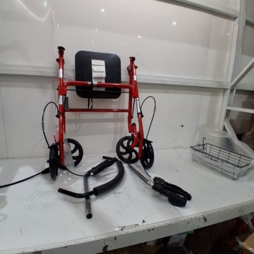 MEDLINE GUARDIAN BASIC STEEL ROLLATOR WITH 8" WHEELS ROLLING WALKER - 300LB CAPACITY - RED (MODEL: MDS86860ERS8) image 2