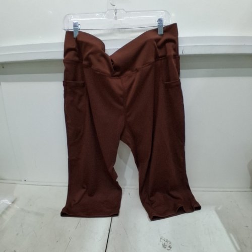 WOMENS HIGH WAIST CAPRI LEGGINGS- XXL - BROWN image 2