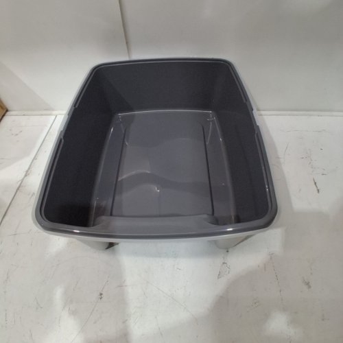 IRIS USA LARGE OPEN TOP CAT LITTER BOX WITH SCATTER SHIELD AND SCOOP - 19" X 15" X 11.8" - GREY/CLEAR - (MODEL: 301755) image 2