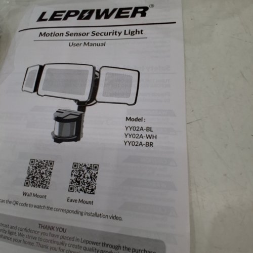 LEPOWER OUTDOOR LED MOTION SENSOR SECURITY LIGHTS - 38W - 4200 LM - 5500 K - WHITE (MODEL: YY02A-WH) image 2