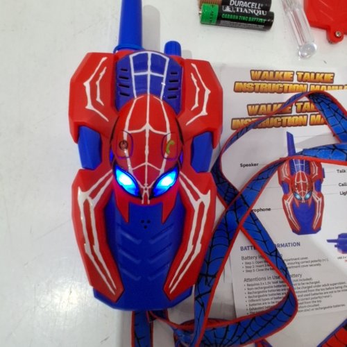 2PC SPIDERMAN LIGHT-UP TOY WALKIE TALKIES - BLUE/RED image 2