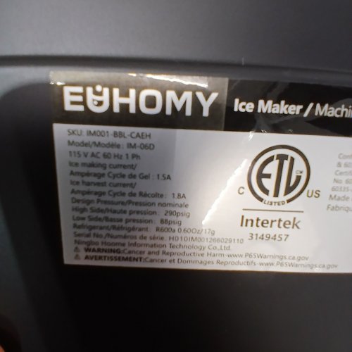 EUHOMY COUNTERTOP ICE MAKER - MAKES 26LBS/DAY - BLACK (MODEL: IM-06D) image 7