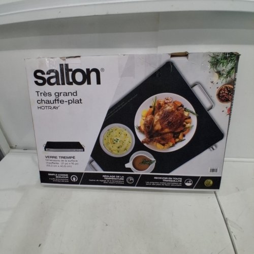 SALTON HOTRAY XL WARMING TRAY WITH TEMPERED GLASS - 400W 21" X 16" - BLACK - (MODEL: 2123123 / WT2148) image 5