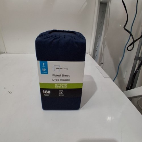 MAINSTAYS BASIC SOFT FITTED SHEET - TWIN - BLUE image 2