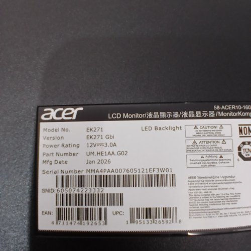 ACER FRAMELESS OFFICE GAMING MONITOR WITH ERGONOMIC TILT - 27" - 1080P FHD - 120HZ - 1MS - BLACK (MODEL: EK271) image 5