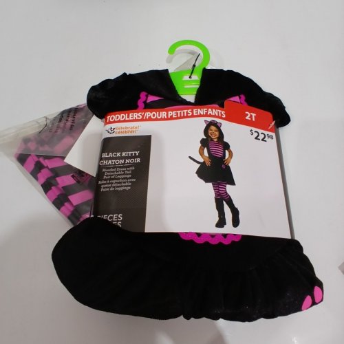 2PC GIRL'S WAY TO CELEBRATEHALLOWEEN BLACK KITTY COSTUME SET - 2T - BLACK / PINK image 2
