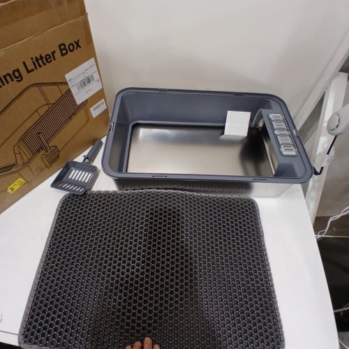 STAINLESS STEEL CAT LITTER BOX - 21" - SILVER image 2