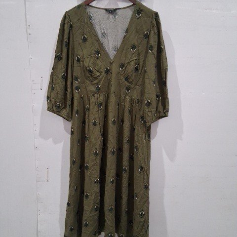 WOMEN'S GEORGE PEASANT MIDI DRESS - EXTRA LARGE - OLIVE GREEN image 2