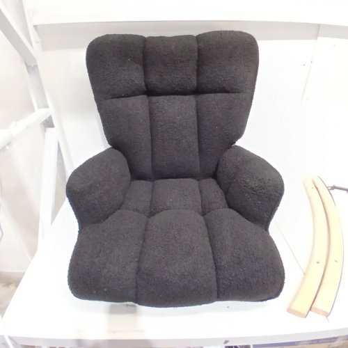 ZEDACHICA ROCKING CHAIR NURSERY TEDDY UPHOLSTERED GLIDER ACCENT CHAIR WITH HIGH BACK - 38'' X 27'' - BLACK image 5