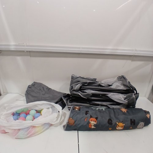 SPRX COLLAPSIBLE & FOLDABLE BABY SAFETY PLAY PEN WITH INTERACTIVE ALPHABET MAT - 50" X 50" - GREY image 3